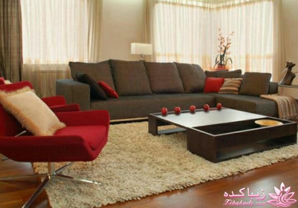 ترکیب های رنگی دکوراسیون منزل در پرده، فرش و مبل 